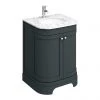 Period Bathroom Co. 620mm Curved Vanity Unit with Marble Basin Top - Dark Grey