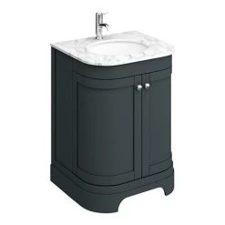 Period Bathroom Co. 620mm Curved Vanity Unit with Marble Basin Top - Dark Grey