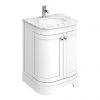 Period Bathroom Co. 620mm Curved Vanity Unit with White Marble Basin Top - White