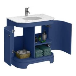 Period Bathroom Co. 820mm Curved Vanity Unit with White Marble Basin Top - Cobalt Blue -Freestanding Vanity Units Shop PBC8BLCRVM d2 460