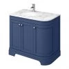 Period Bathroom Co. 920mm LH Offset Vanity Unit with White Marble Basin Top - Cobalt Blue