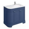 Period Bathroom Co. 920mm RH Offset Vanity Unit with White Marble Basin Top - Cobalt Blue