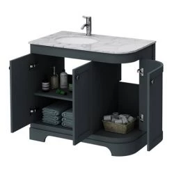 Period Bathroom Co. 920mm LH Offset Vanity Unit with White Marble Basin Top - Dark Grey -Freestanding Vanity Units Shop PBC9DGCRVMLH d2 460