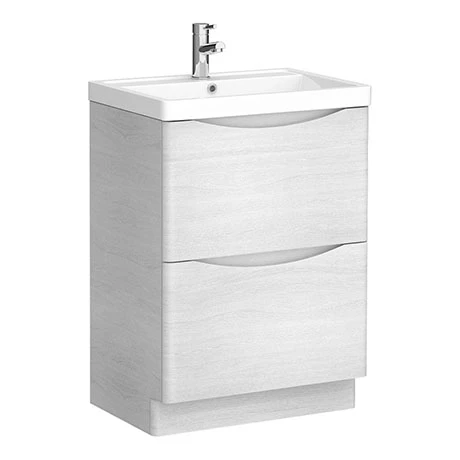 Monza White Ash 600mm Wide Floor Standing Vanity Unit 1 Monza White Ash 600mm Wide Floor Standing Vanity Unit