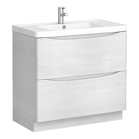Monza White Ash 900mm Wide Floor Standing Vanity Unit 1 Monza White Ash 900mm Wide Floor Standing Vanity Unit