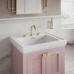 Burlington Riviera Matt Pink 650mm Vanity Unit with Square Basin -Freestanding Vanity Units Shop Riviera Pink 1 460