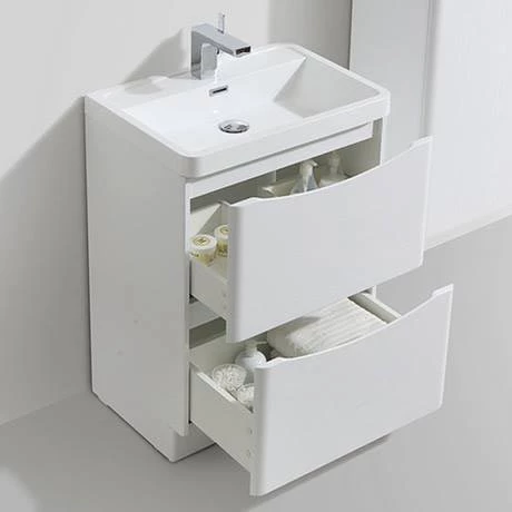 Monza White Ash 600mm Wide Floor Standing Vanity Unit 2 Monza White Ash 600mm Wide Floor Standing Vanity Unit - Image 2