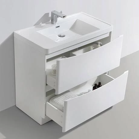 Monza White Ash 900mm Wide Floor Standing Vanity Unit 3 Monza White Ash 900mm Wide Floor Standing Vanity Unit - Image 3