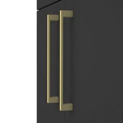 Arezzo 600 Matt Black Floor Standing Vanity Unit with Brushed Brass Handles -Freestanding Vanity Units Shop Soft Black Brass Handles01 460