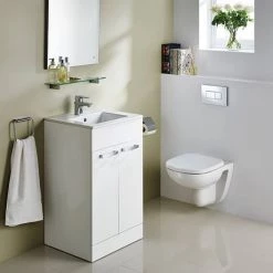 Ideal Standard Tempo 500mm Gloss White Vanity Unit - Floor Standing 2 Door Unit -Freestanding Vanity Units Shop TEM50FSGW D2 460