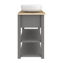 Trafalgar Countertop Basin Unit - Grey - 1240mm inc. 2 Round Basins -Freestanding Vanity Units Shop TRF12WTGRY BAS D5 460