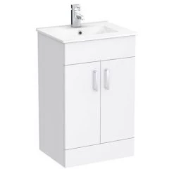 Toreno Small Vanity Sink With Cabinet - 500mm Modern High Gloss White