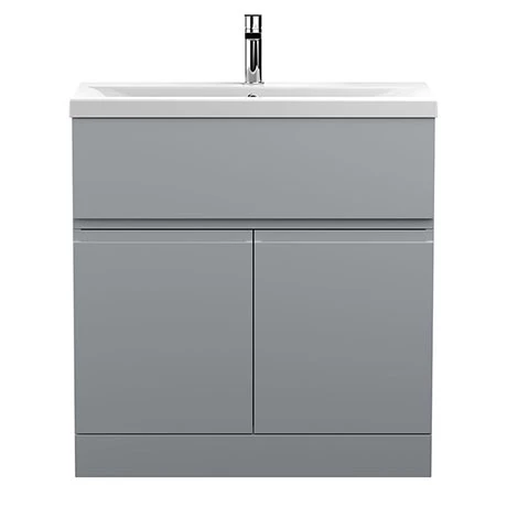 Hudson Reed Urban Satin Grey 800mm Floor Standing 2-Door/Drawer Vanity Unit - URB205A 1 Hudson Reed Urban Satin Grey 800mm Floor Standing 2-Door/Drawer Vanity Unit - URB205A