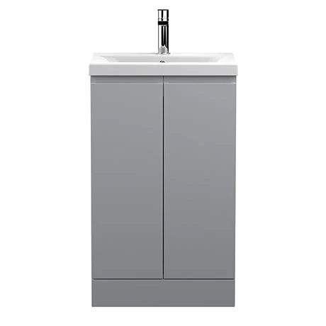 Hudson Reed Urban Satin Grey 500mm Floor Standing 2-Door Vanity Unit - URB207A 1 Hudson Reed Urban Satin Grey 500mm Floor Standing 2-Door Vanity Unit - URB207A