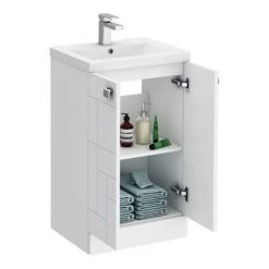 Venice Abstract 500mm White Vanity Unit - Floor Standing 2 Door Unit with Chrome Square Drop Handles 11 Venice Abstract 500mm White Vanity Unit - Floor Standing 2 Door Unit with Chrome Square Drop Handles -Freestanding Vanity Units Shop VAFS500WHI d5 460