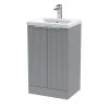 Venice Fluted 500mm Grey Vanity Unit - Floor Standing 2 Door Unit with Chrome Handles