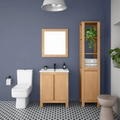 Valencia Naturale Oak Effect Vanity Unit - 650mm Wide -Freestanding Vanity Units Shop VNAT65OAK d4a 460