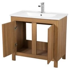 Valencia Naturale Oak Effect Vanity Unit - 850mm Wide -Freestanding Vanity Units Shop VNAT85OAK d2 460