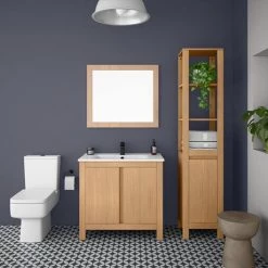 Valencia Naturale Oak Effect Vanity Unit - 850mm Wide -Freestanding Vanity Units Shop VNAT85OAK d3 460
