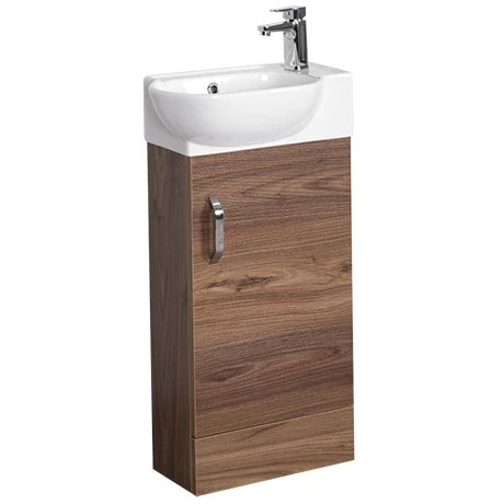 Valencia Perla Floor Standing Cloakroom Vanity (Dark Oak Effect - 450mm Wide) 1 Valencia Perla Floor Standing Cloakroom Vanity (Dark Oak Effect - 450mm Wide)