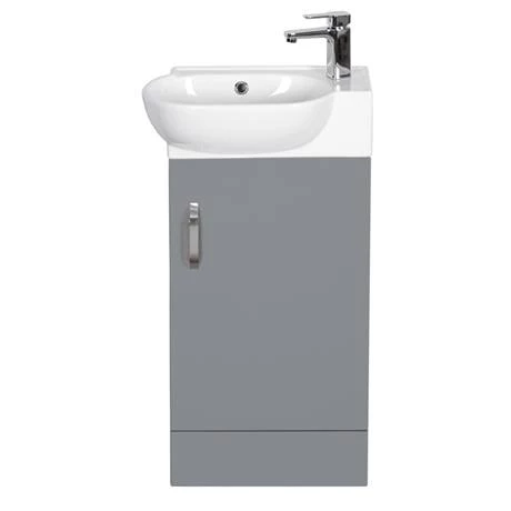 Valencia Perla Floor Standing Cloakroom Vanity (Gloss Grey - 450mm Wide) 2 Valencia Perla Floor Standing Cloakroom Vanity (Gloss Grey - 450mm Wide) - Image 2
