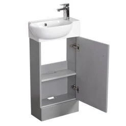 Valencia Perla Floor Standing Cloakroom Vanity (Gloss Grey - 450mm Wide) 7 Valencia Perla Floor Standing Cloakroom Vanity (Gloss Grey - 450mm Wide) -Freestanding Vanity Units Shop VPFSGG45 d2 460 1