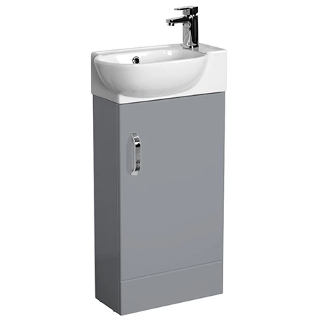 Valencia Perla Floor Standing Cloakroom Vanity (Gloss Grey - 450mm Wide) 1 Valencia Perla Floor Standing Cloakroom Vanity (Gloss Grey - 450mm Wide)