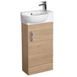 Valencia Perla Floor Standing Cloakroom Vanity (Light Oak Effect - 450mm Wide)