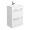 Nuie - 600 x 400mm Floor Standing Mid Edge Basin & Cabinet - Gloss White - VTFE600