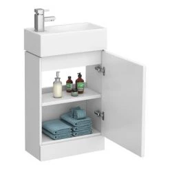 Cubix High Gloss White Vanity Unit inc Ceramic Basin W480 x D230mm - VTY058 -Freestanding Vanity Units Shop VTY058 d4 460