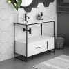 Venice 900 Black Frame Basin Washstand incl. Solid Stone Basin