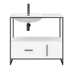 Venice 900 Black Frame Basin Washstand incl. Solid Stone Basin -Freestanding Vanity Units Shop VWS9 d4 460