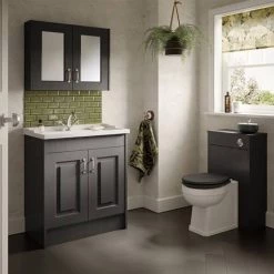 York Traditional Dark Grey Bathroom Basin Unit (820 x 480mm) -Freestanding Vanity Units Shop Y8DGRY d3 460